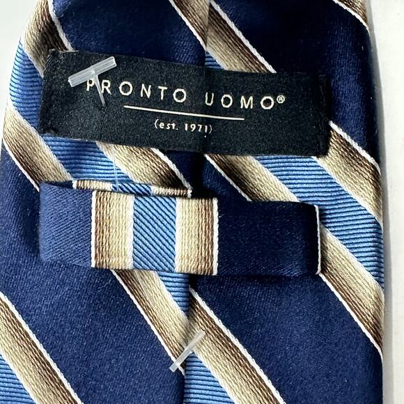 Pronto Uomo Diagonal Striped Silk Tie - Picture 3 of 5
